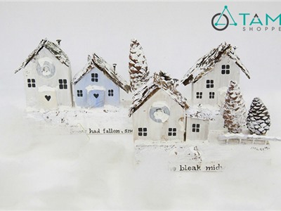 Mô hình nhà gỗ trang trí Noel phủ tuyết trắng số 29